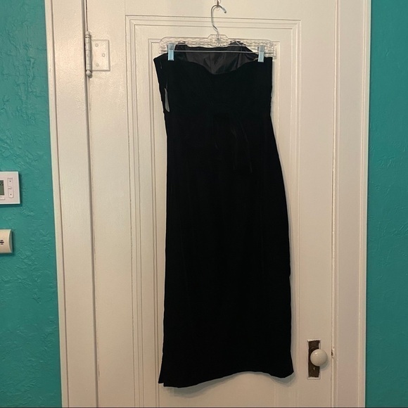Shoshanna Roxford Black Strapless Velvet Midi Dress Size 4 Cocktail Evening - Picture 8 of 10